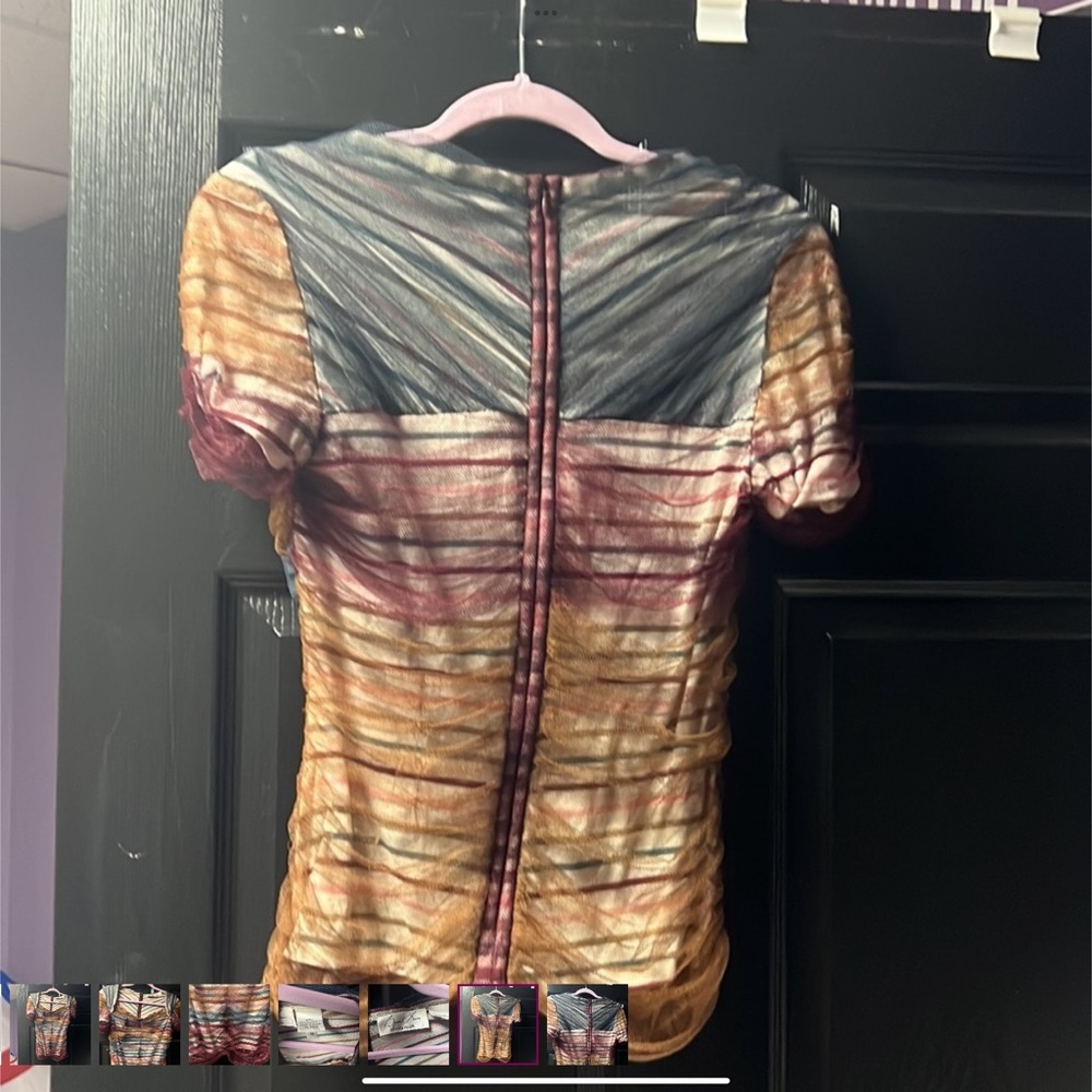 Byron Lars Rich Red Jacket, a skirt and a ruched sheer top. - Picture 4 of 12